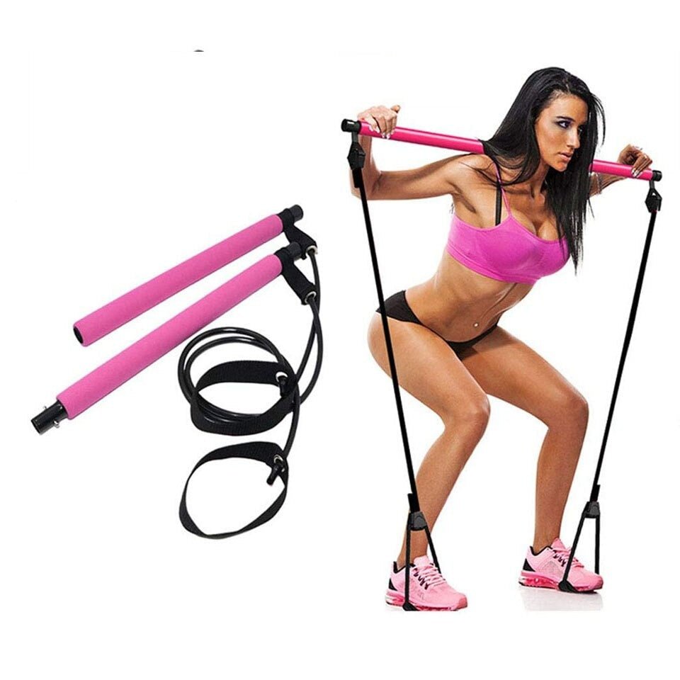 Pilates Stick Squat Training Bar with Bands - Psychofits