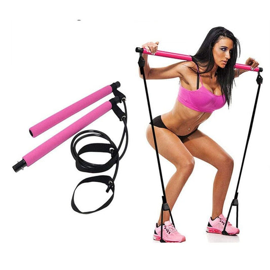 Pilates Stick Squat Training Bar with Bands - Psychofits