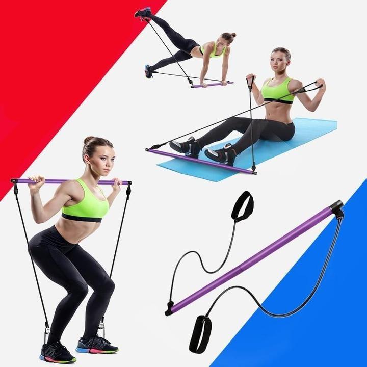 Pilates Stick Squat Training Bar with Bands - Psychofits