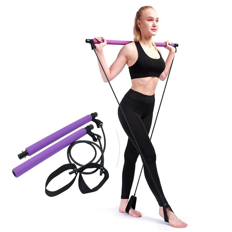 Pilates Stick Squat Training Bar with Bands - Psychofits