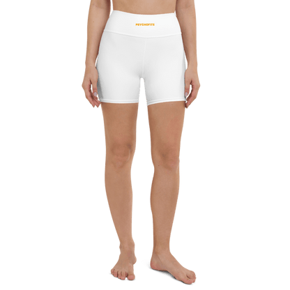 Flexi Fit Yoga Shorts (white) - Comfortable and Stretchy Yoga Shorts - Psychofits